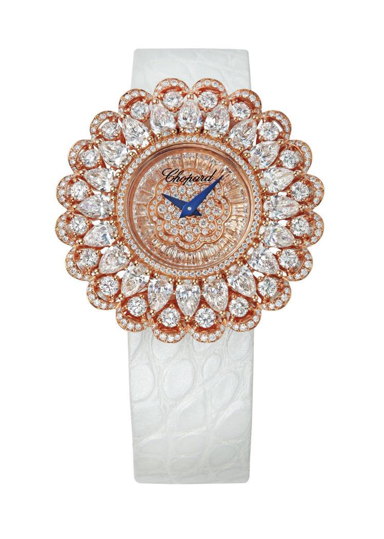 Precious Lace珍愛蕭邦系列玫瑰金鑲鑽腕表，509萬5,000元。圖／...