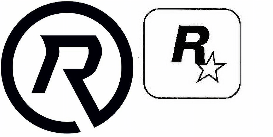 其他廠商商標（左）出現與 R 星（右）類似的樣式，即有機會被 Take-Two ...