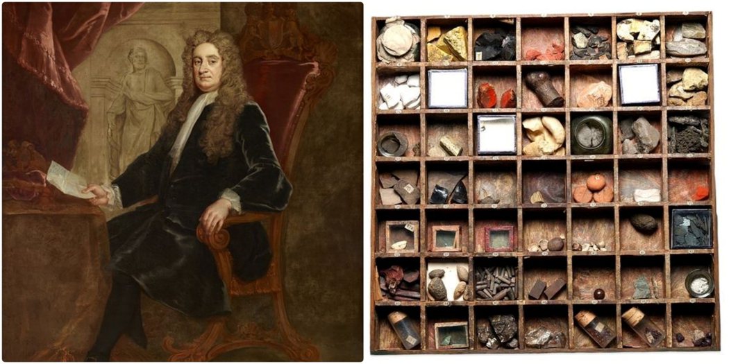史隆與他珍貴收藏留下來的「全球特殊醫材醫藥箱」。 圖／大英博物館