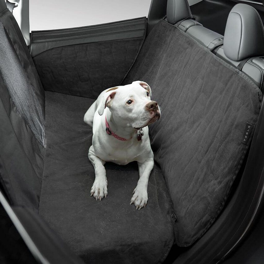特斯拉推出車用寵物坐墊 搭配獨特寵物模式 提供毛小孩最安心的乘車體驗。 圖／Tesla提供