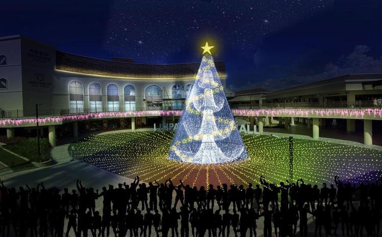 麗寶耶誕主燈「米娜瓦之樹」。圖／麗寶樂園渡假區提供