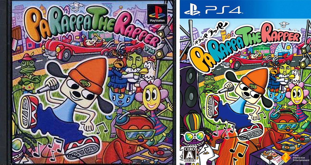 《動感小子》的遊戲封面，左為初代 PS 版本，右邊為 PS4 重製版之封面。
