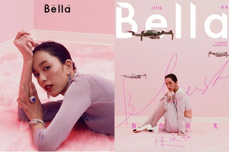 陳庭妮配戴卡地亞高級珠寶登上時尚雜誌「CITTA BELLA」封面。圖／摘自IG