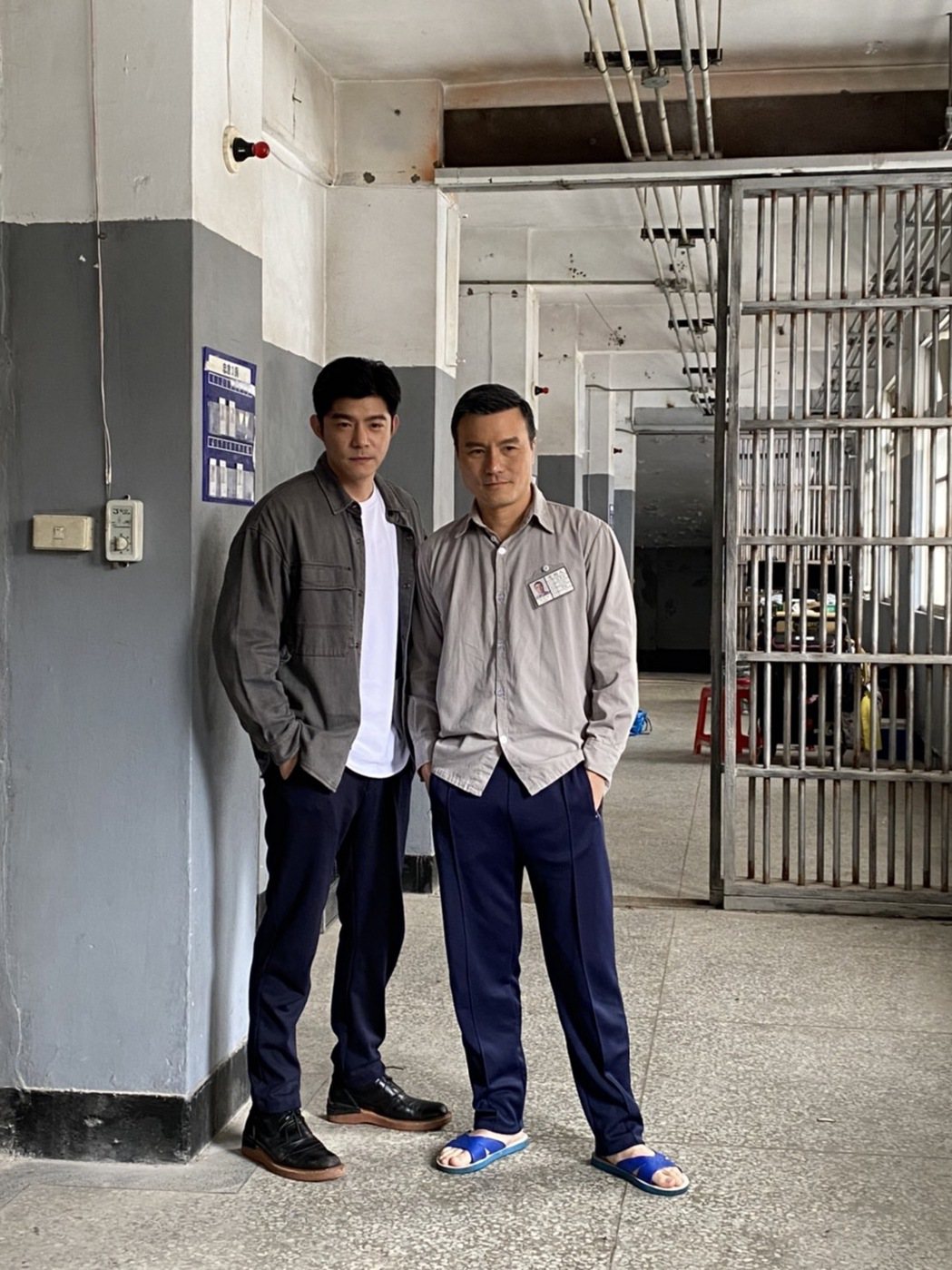 王柏傑（左）、李銘忠拍監獄戲。記者陳慧貞／攝影