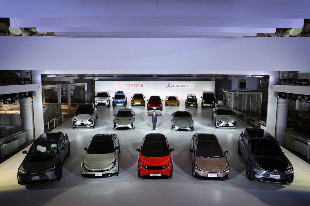 Toyota在記者會上推出16款BEV概念車。 圖／摘自Toyota