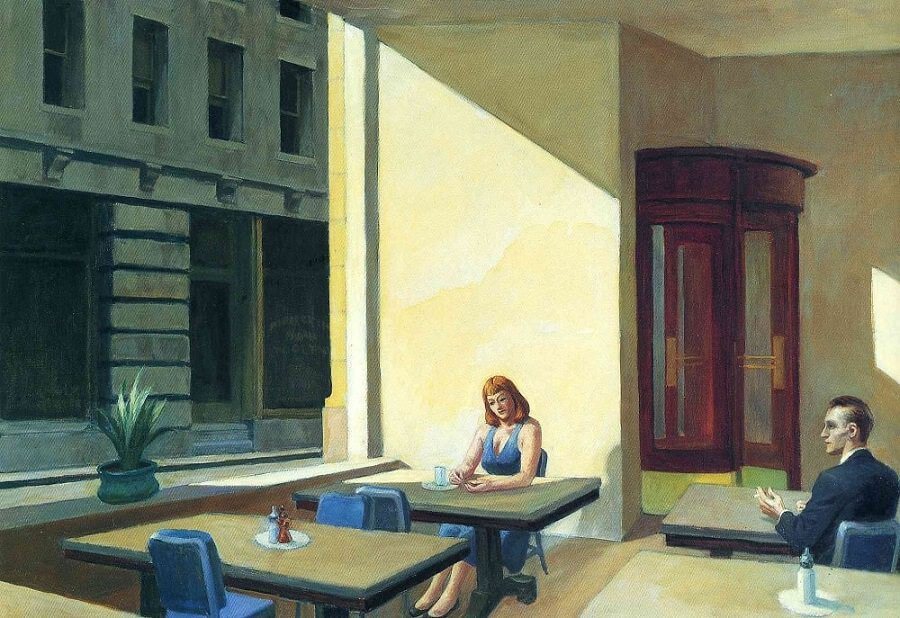 愛德華哈潑（Edward Hopper）完成於1958年的「咖啡館裡的陽光」（s...