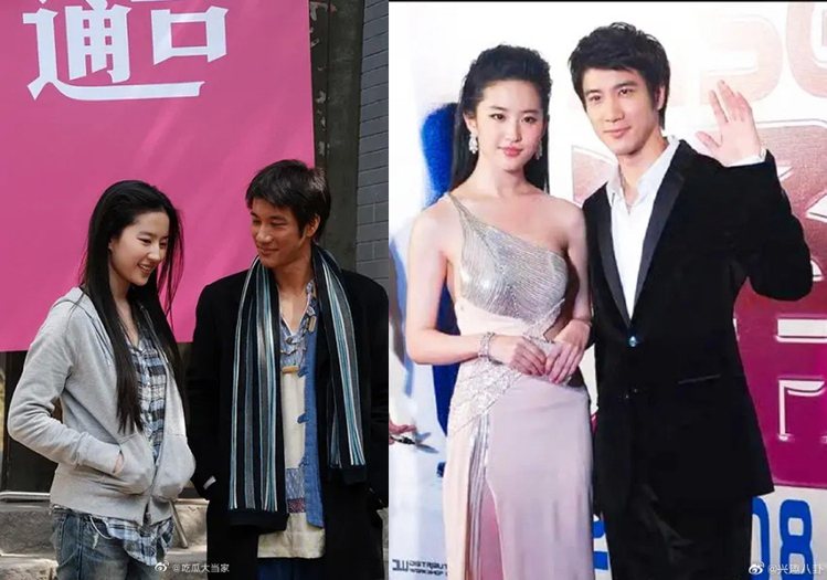 王力宏（右）自導自演「戀愛通告」與劉亦菲有不少感情戲。圖／摘自微博
