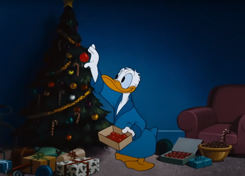 迪士尼卡通人物唐老鸭的圣诞影片。 图撷自(photo:UDN)
