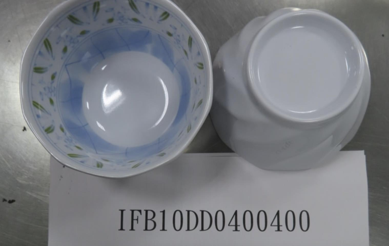 SUKIYA總公司進口的美耐皿碗驗出三聚氰胺。圖／食藥署提供