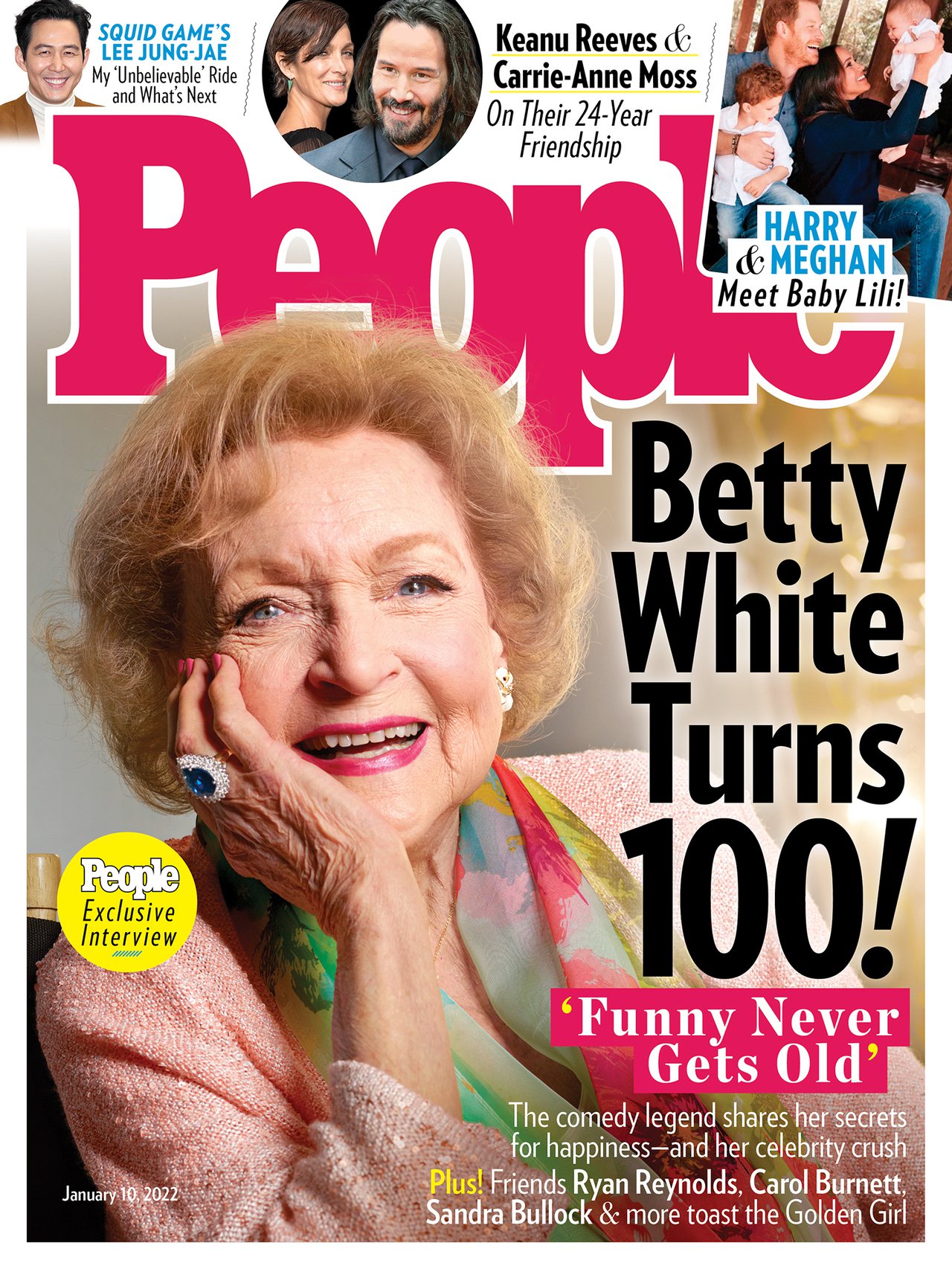 「時人」搶先上市慶賀貝蒂懷特百歲的封面，不料她沒滿百歲就去世，被網友砲轟是詛咒。圖／摘自People