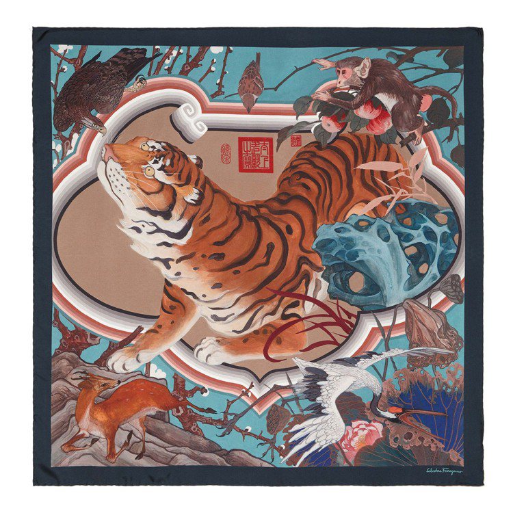虎年限定絲巾，15,500元。圖／Salvatore Ferragamo提供
