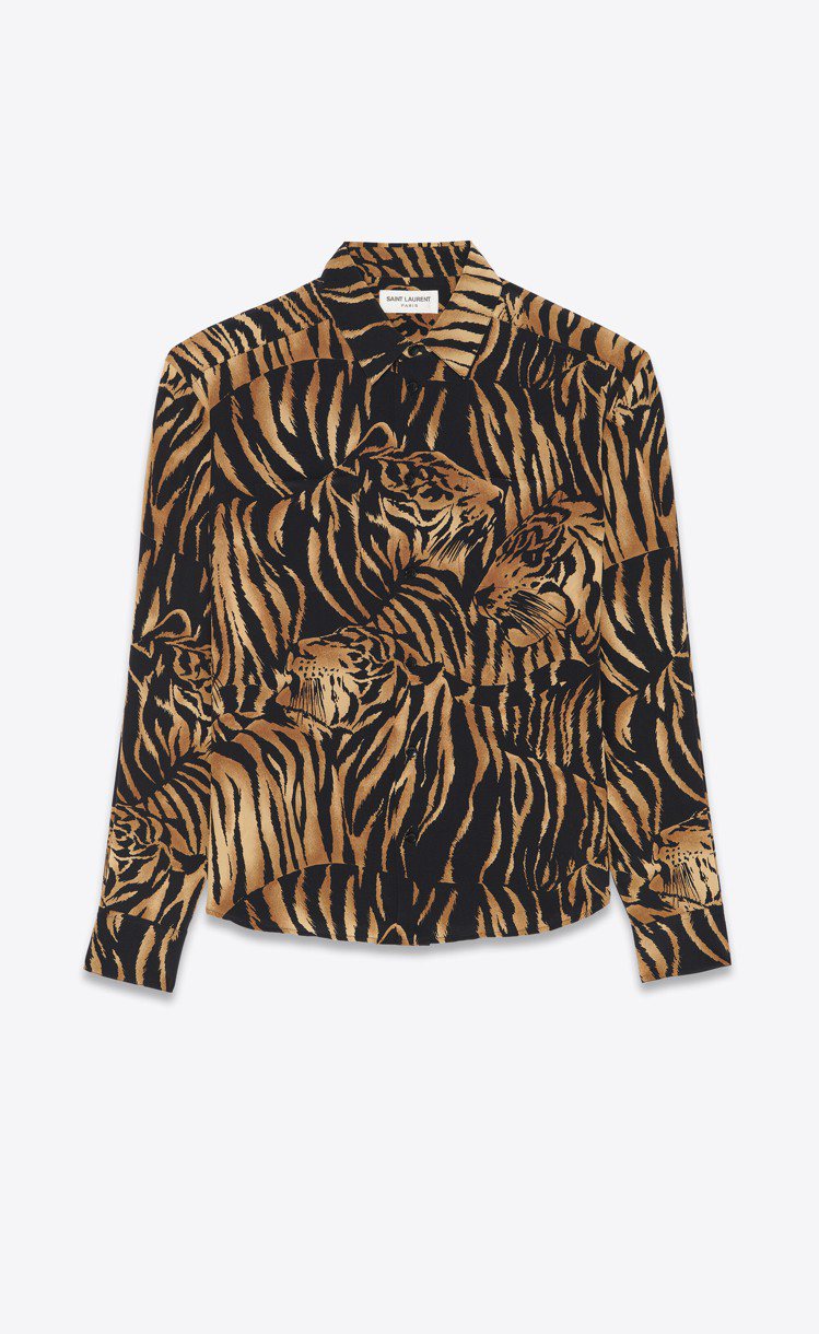 虎紋絲質襯衫，41,450元。圖／Saint Laurent提供