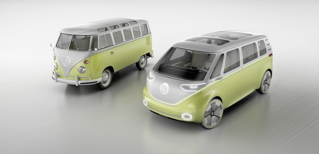 致敬經典T1的Volkswagen I.D. Buzz電動概念車。 摘自Volk...