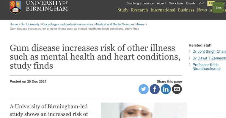 研究人員觀察發現牙周病病史的人與任何身心理健康發展存在明顯聯繫，研究指出當有牙周...