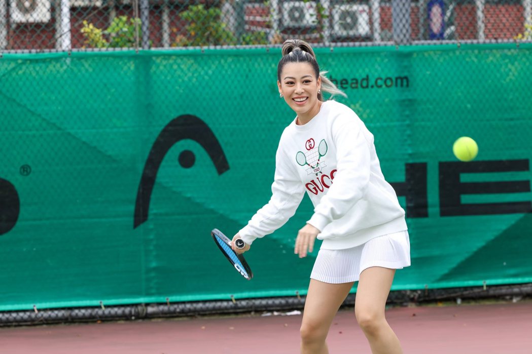 蔡詩芸在學生時期入選網球校隊。記者李政龍／攝影