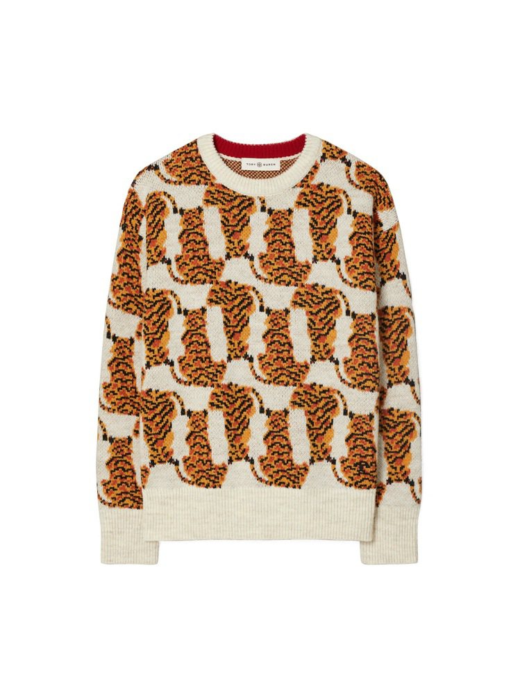 虎年限定系列滿版老虎背影圖騰毛衣，25,900元。圖／Tory Burch提供