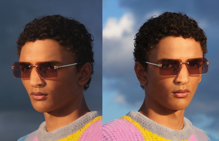 藉由鏡射影像，FENDI春夏男裝在同一幀畫面裡出現兩個身影，豐富視覺張力。圖／F...