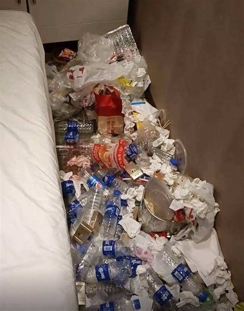 貴州省遵義市1名男子入住飯店後，40多天都拒絕讓清潔人員打掃。 網上圖片