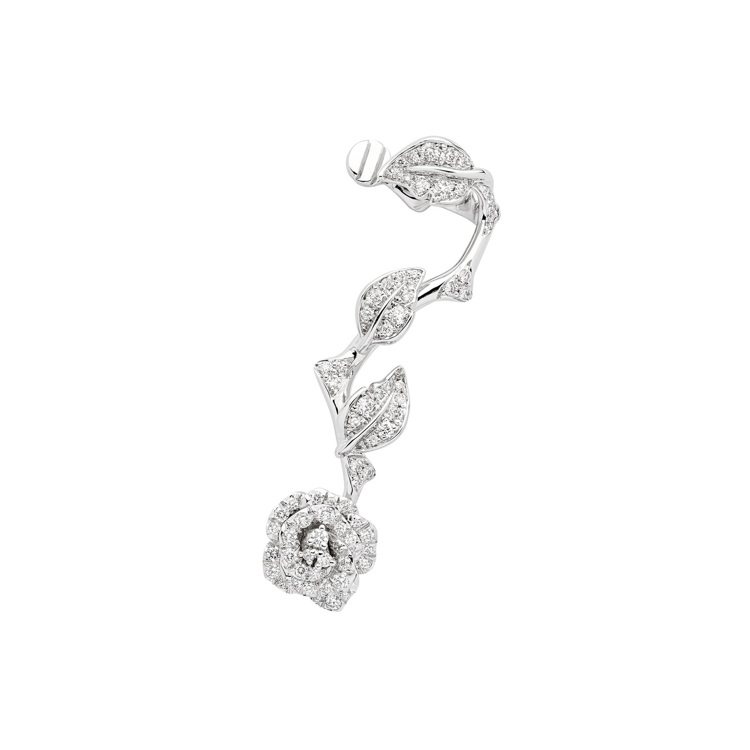 Rose Dior Bagatelle白K金鑽石單只耳環，44萬5,000元。圖／DIOR提供