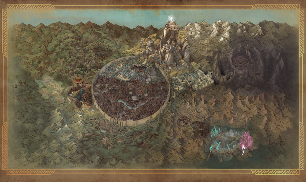 《Asterigos：失落迷城》整個遊戲的全貌，有許多區域可以探索 圖／艾可米遊...