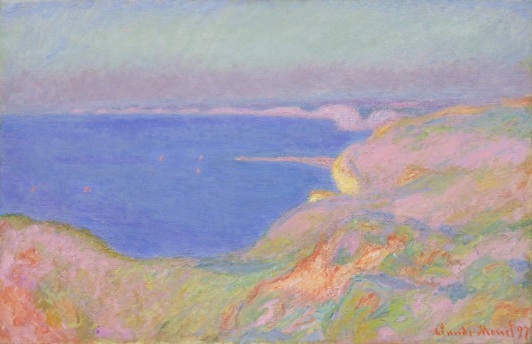 「在迪耶普附近的懸崖上，夕陽」，估價350萬英鎊起。圖／蘇富比提供