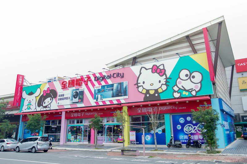全國電子攜手Sanrio三麗鷗，2021年5月於台南打造全台首間「全國電子×三麗鷗聯名店」。圖／全國電子提供