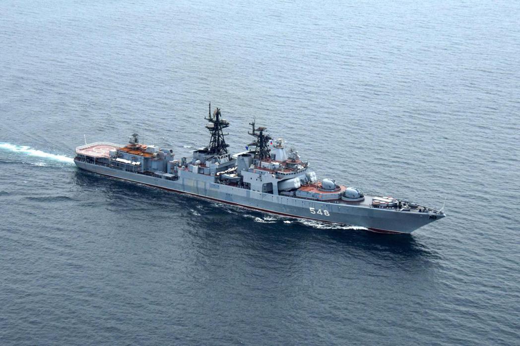俄羅斯驅逐艦潘迪雷耶夫上將號。法新社