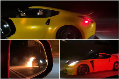 影／Nissan 370Z單挑<u>Tesla</u>！　追到引擎都爆了還起火