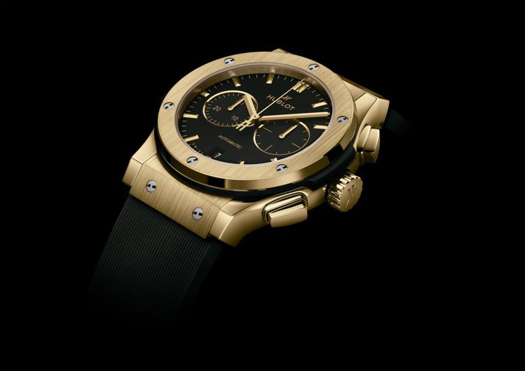 經典融合系列黃金計時腕表，42毫米緞面及拋光18K黃金表殼、MHUB1153自動...