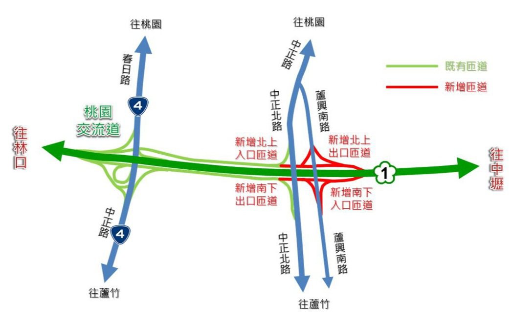蘆興南路匝道示意圖。圖／交通部高速公路局提供