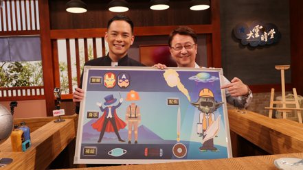 MOMOTV節目《大雲時堂》主持人李四端化身命理大師，透過小遊戲解讀台灣大總經理林之晨的性格特質。台灣大/提供