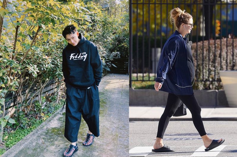 曹佑寧（左）、珍妮佛勞倫斯（右）在私下都有愛穿的鞋履。圖／摘自instagram、starstyle.com