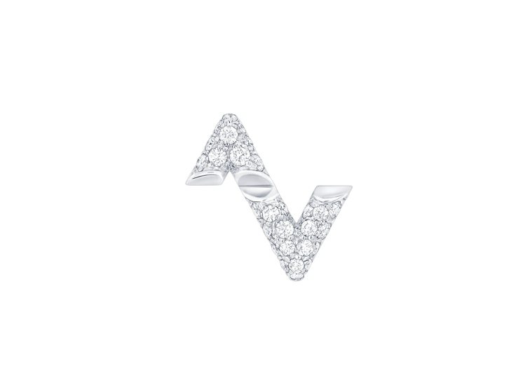 LV Volt Upside Down白K金鑲鑽耳針耳環，85,000元。圖／路易威登提供