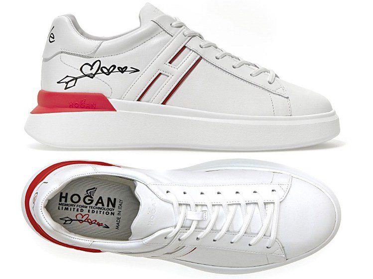 HOGAN H580白色皮革男士休閒鞋，21,300元。圖／迪生提供