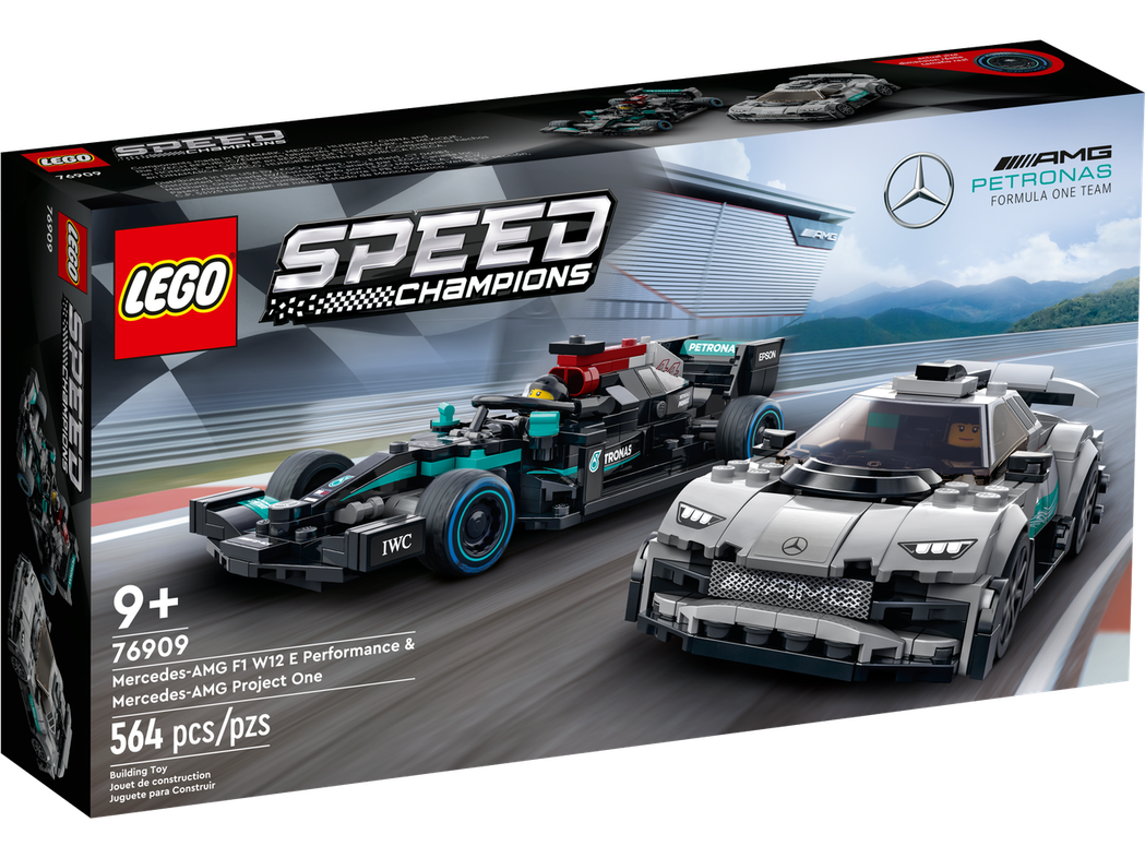 樂高® 極速賽車 Mercedes-AMG F1 W12 E Performance & Mercedes-AMG Project One（76909）。 圖／LEGO提供