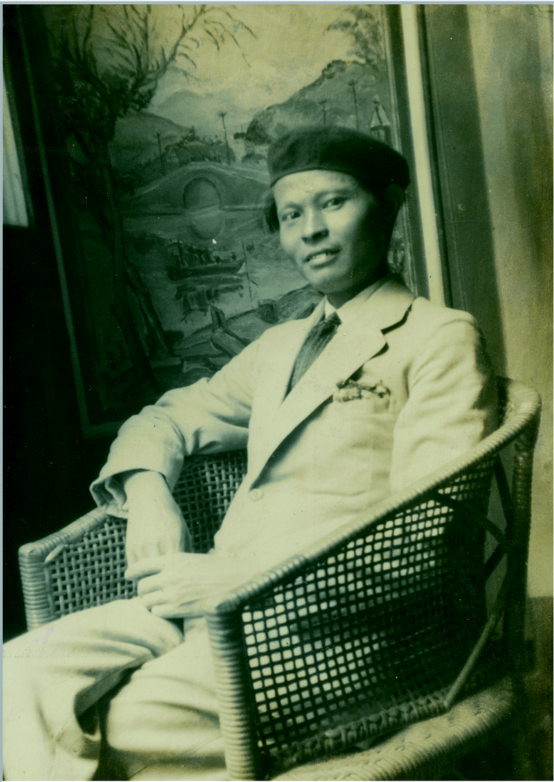 約1929-1931年，陳澄波攝於上海，其後畫作為〈清流〉。