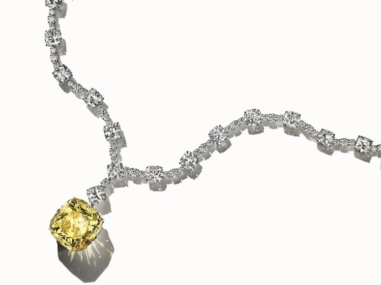 Tiffany Diamond傳奇黃鑽項鍊, 黃鑽主石重逾128.54克拉。圖／Tiffany提供
