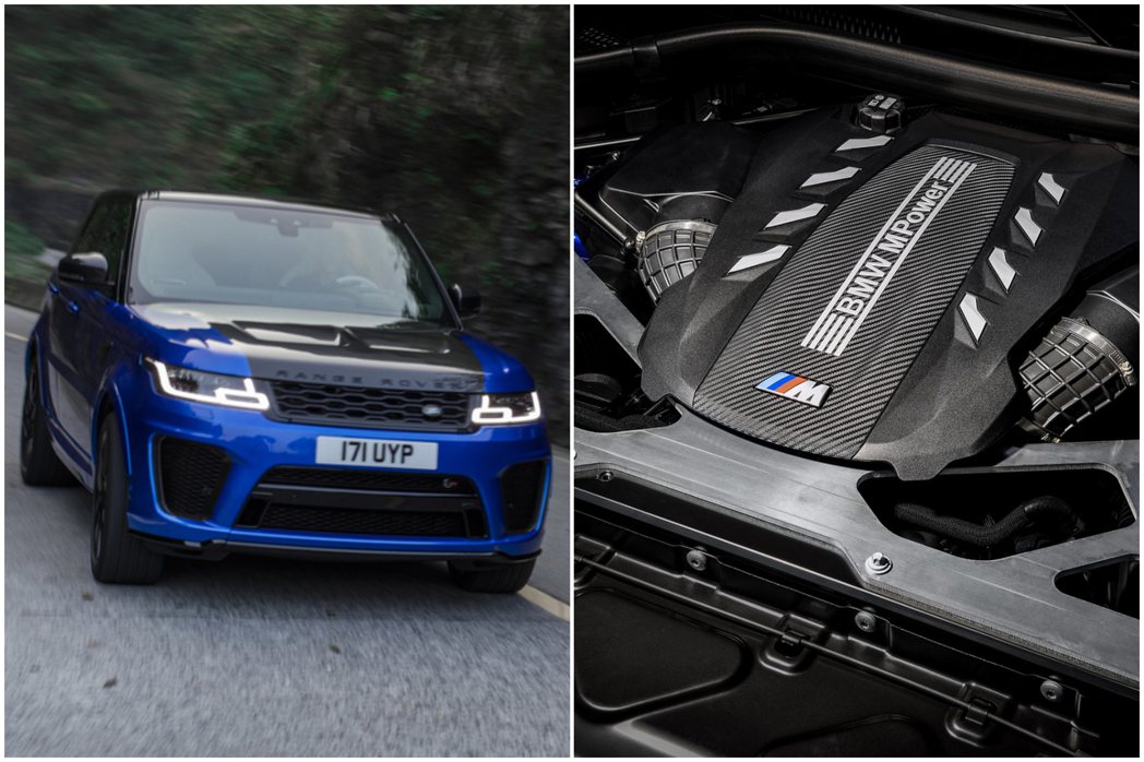 下一代Range Rover Sport SVR在動力上預期將搭載來自於BMW X5 M的動力單元，就是車迷們熟知的4.4L V8雙渦輪引擎。 摘自Land Rover、BMW
