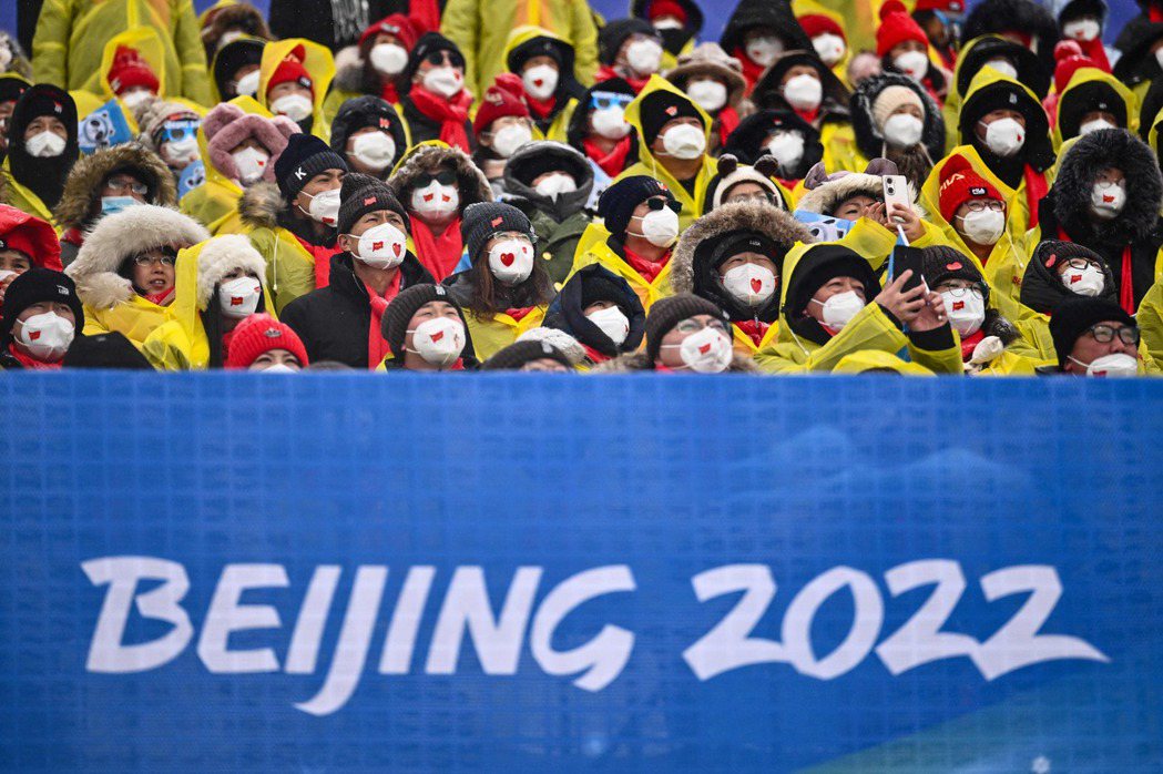 圖為北京冬奧比賽會場觀眾席。 圖／法新社