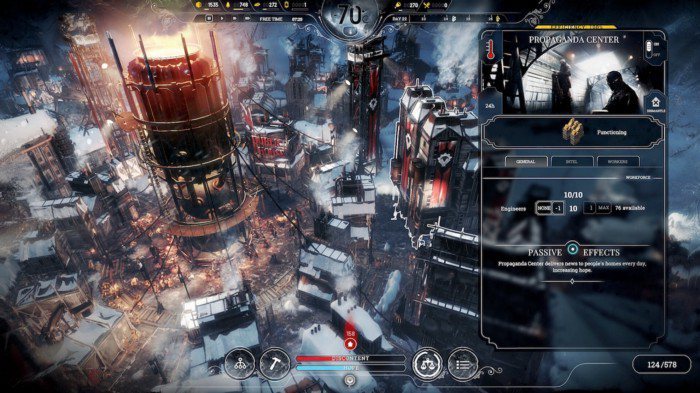 例如 Frostpunk 中，玩家扮演一個末日世界的城主，想辦法延續人類文明。