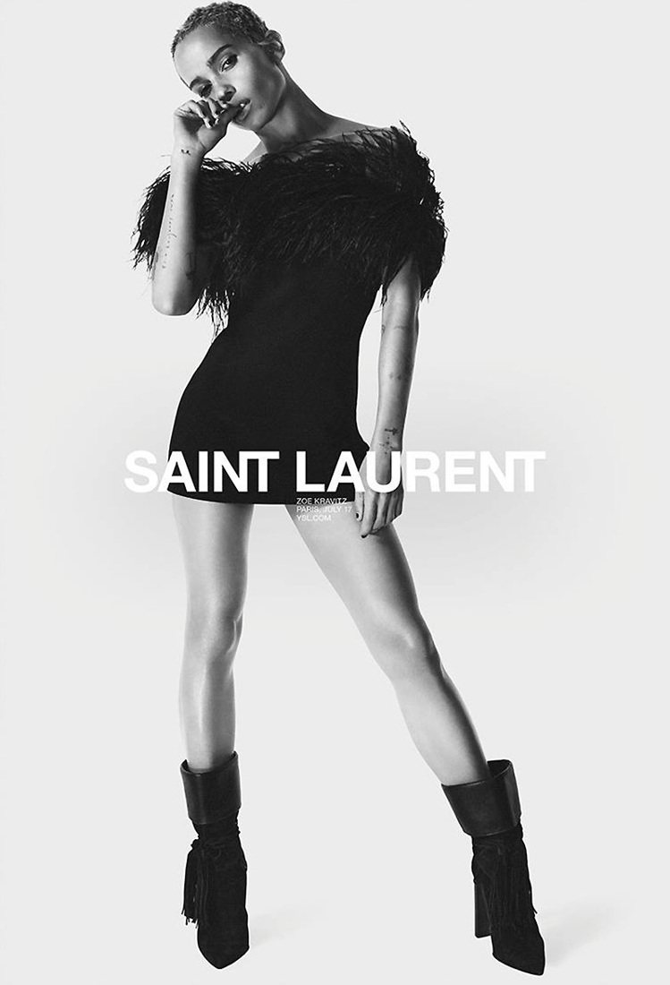 柔伊克拉維茲曾在2018主演過Saint Laurent的形象廣告。圖／Sain...