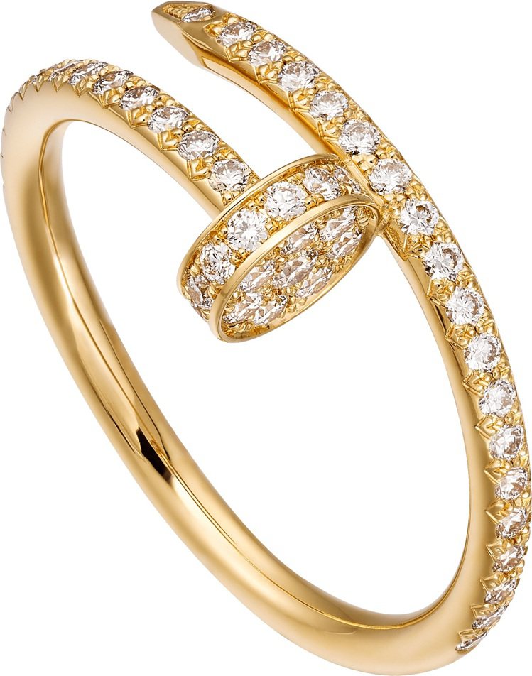 JUSTE UN CLOU黃K金鑲鑽戒指，16萬6,000元。圖／卡地亞提供