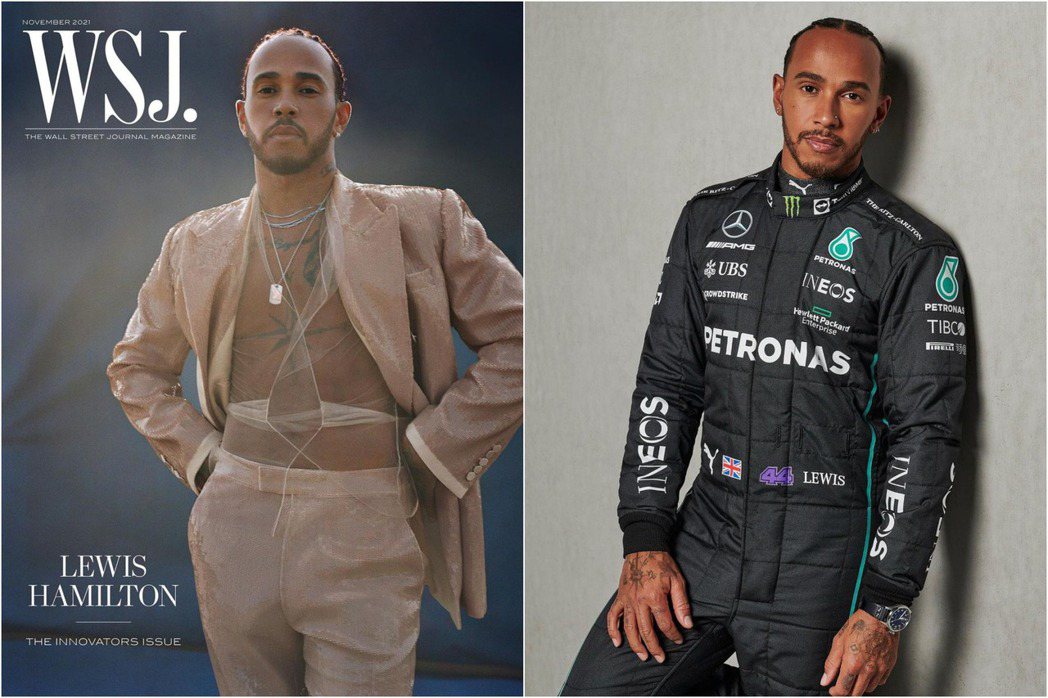 Lewis Hamilton擁有追平車神舒馬克的七冠紀錄，並曾登上WSJ雜誌封面。圖 / 翻攝自 ig（合成圖）