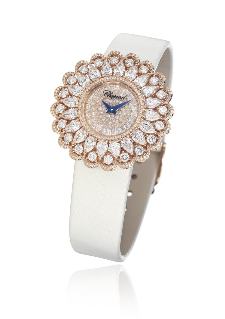 Precious Lace珍愛蕭邦系列腕表，18K玫瑰金鑲嵌鑽石，5,09萬5,000元。圖／蕭邦提供