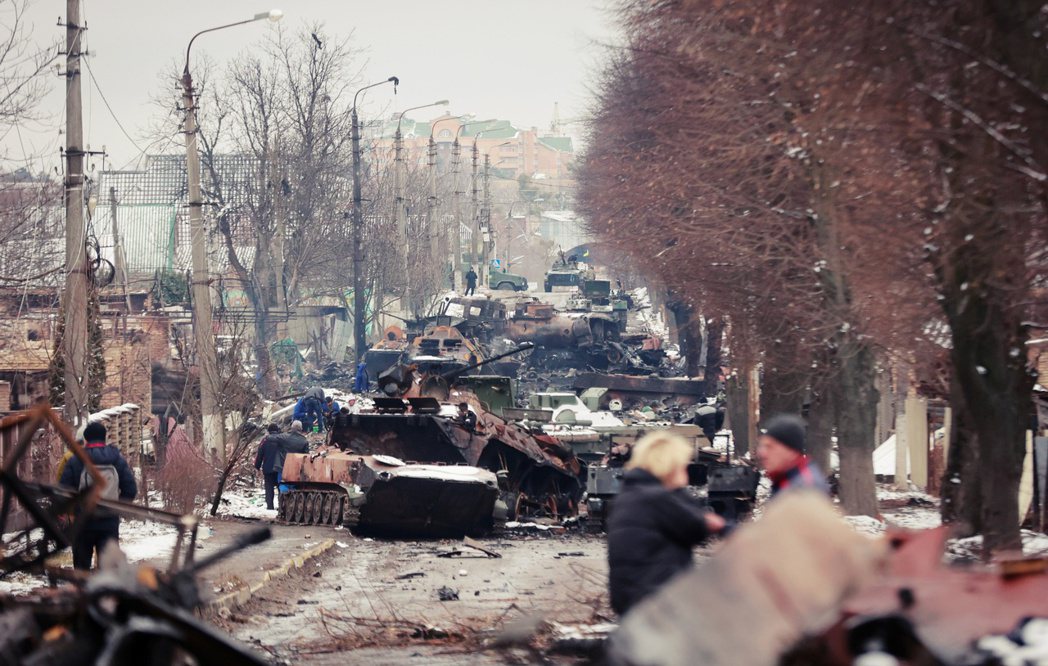 圖為烏克蘭北郊，與俄軍死鬥不休、暫時擊退侵攻軍的布恰。 圖／美聯社