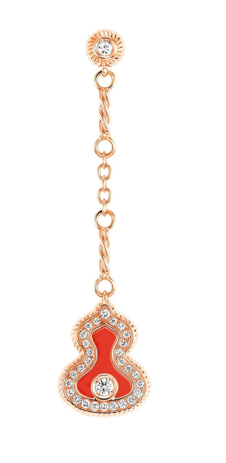 Qeelin Wulu Legend 18K玫瑰金鑲鑽紅瑪瑙耳環，63,000元...