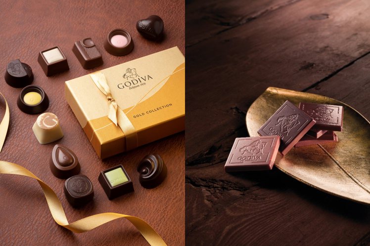 金裝巧克力禮盒15顆裝原價1250元；片裝72%黑巧克力禮盒16片裝810元，圖...