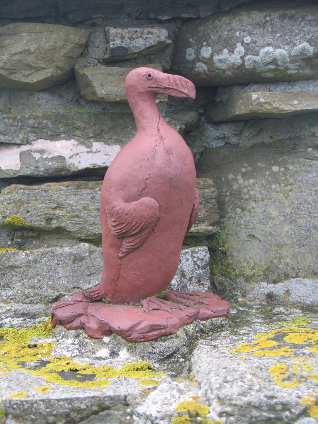 坐落在蘇格蘭帕帕韋斯特雷島的大海雀紀念雕像，這裡也是英國最後一隻大海雀在1813...