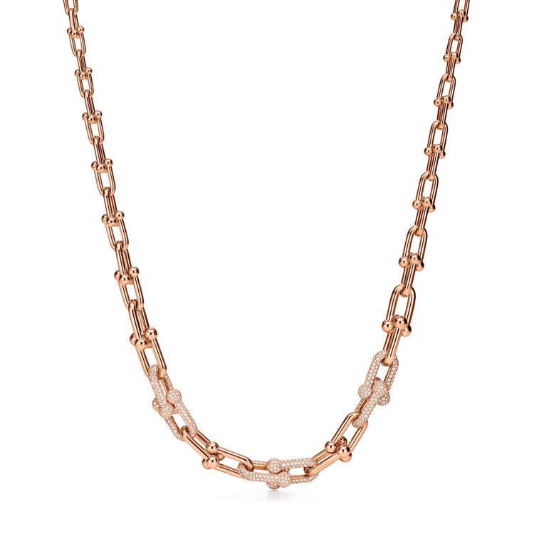 Tiffany HardWear 18K玫瑰金鏈結設計鑲鑽項鍊，204萬5,00...