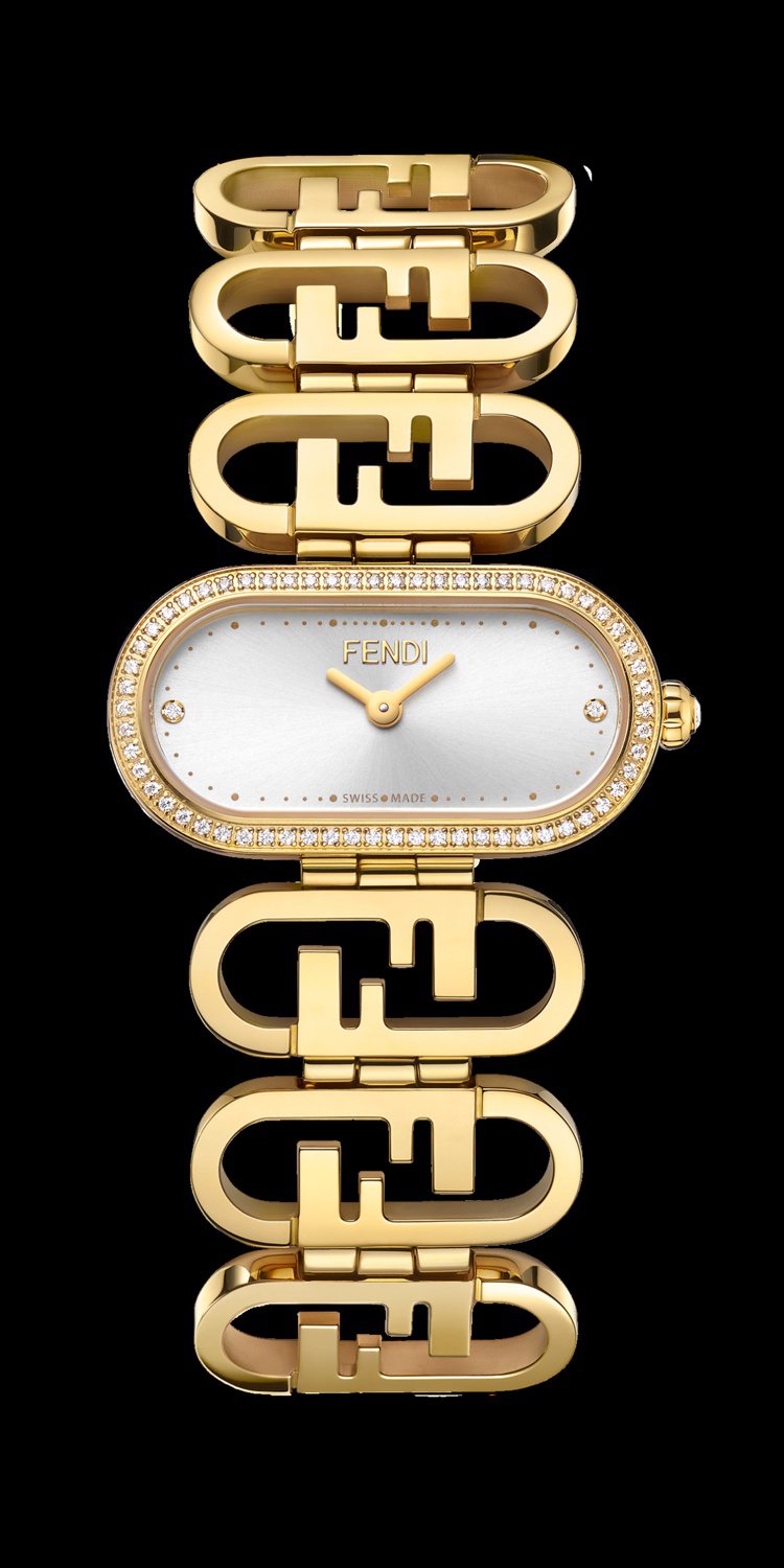 FENDI O' Lock系列水鑽FF LOGO腕表，88,500元。圖／FENDI提供